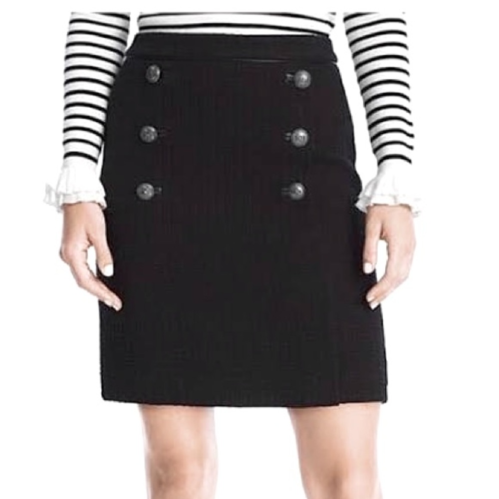 WHBM Textured Button Black Mini Skirt